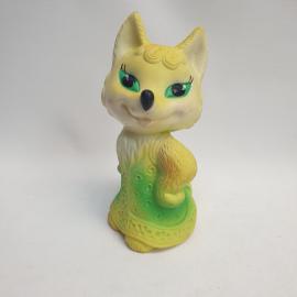 Винтажная игрушка СССР. Лисичка в сарафане, резиновая фигурка для коллекции и декора