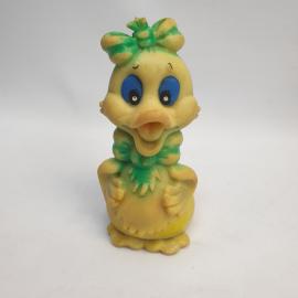 Винтажная игрушка СССР. Резиновая фигурка утенок с бантом, коллекционный персонаж для декора