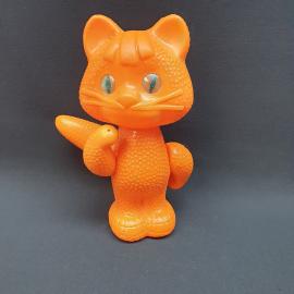 Винтажная игрушка СССР. Пластиковый кот с подвижными лапами и хвостом, советская фигурка