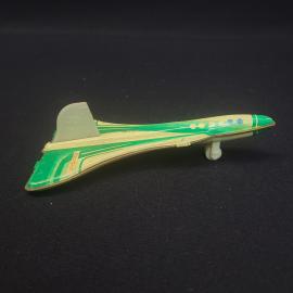 Винтажная игрушка СССР. Самолет Аэрофлот, жестяная модель пассажирского лайнера с колесом