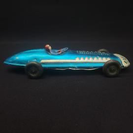 Винтажная игрушка СССР. Гоночный автомобиль с фигурой водителя, металлическая машинка синяя