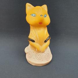 Винтажная игрушка СССР. Лисичка резиновая на подставке, коллекционная фигурка для декора