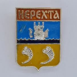 Значок СССР. Нерехта, герб города с кораблем и рогами изобилия. Винтажный значек.