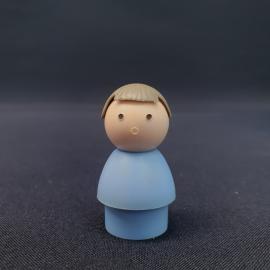 Винтажная игрушка СССР. Пластиковая фигурка мальчика в голубой одежде для коллекции и декора