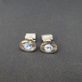 Винтажные запонки СССР. Металл с голубой вставкой, мужской аксессуар в классическом стиле
