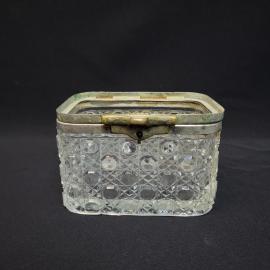 Винтажная шкатулка СССР. Стеклянная коробочка с металлической рамкой для украшений и мелочей