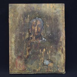 Винтаж СССР. Старинная икона на доске, образ Спасителя для коллекции и домашнего собрания