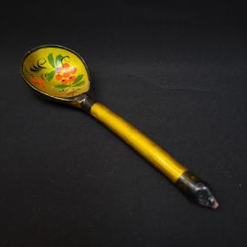 Винтажная ложка СССР. Деревянная расписная утварь с хохломским узором, декор для кухни