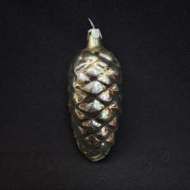 Елочная игрушка новогодняя. Винтажная шишка СССР стеклянная подвесная для праздничного декора