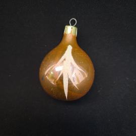 Елочная игрушка новогодняя. Винтажная СССР, стеклянная подвеска луковка золотистого цвета
