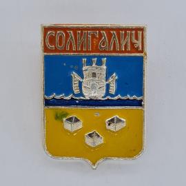 Значок СССР. Солигалич, герб города, ладья и волны, Кострома. Винтажный значек.