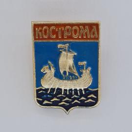 Значок СССР. Кострома, герб города, ладья на волнах. Винтажный значек.