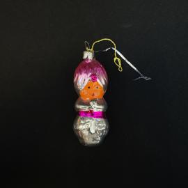 Винтажная елочная игрушка ссср. Стеклянная девочка в платке. Новогоднее украшение подвесное