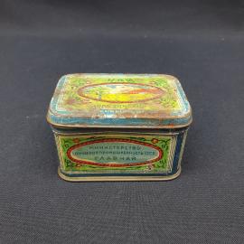 Винтажная жестяная чайница СССР. Коробка для чая Грузинский первый сорт, Главчай, Москва