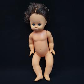 Кукла детская винтажная ГДР, периода СССР. Игрушка коллекционная с темными волосами, пластик, 39 см