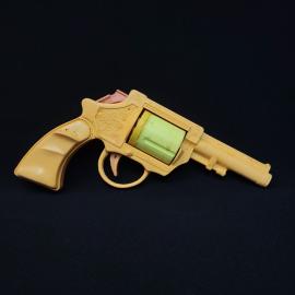 Винтажная игрушка СССР. Пластмассовый ковбойский револьвер с барабаном, детский сюжетный аксессуар