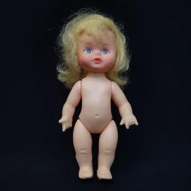 Кукла винтажная СССР. Игрушка советская пластиковая с прошивными волосами, голубые глаза