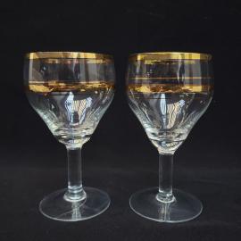 Винтажные рюмки из стекла с золотым ободком, 2 штуки. Товар времен СССР для сервировки