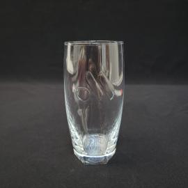 Винтажная ваза СССР из стекла. Настольная декоративная форма с рельефным узором, шестигранное дно