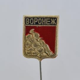 Значок СССР. Воронеж, герб города с птицей. Винтажный значек.