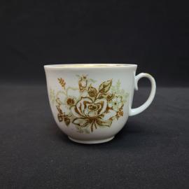 Винтажная чашка СССР. Фарфор с цветочным узором и золочением, чайная посуда советского периода