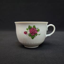 Винтажная чашка СССР. Фарфор с цветочным рисунком роза, советская чайная посуда```