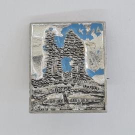 Значок СССР. Кула, башня крепости, городской пейзаж, Тульская область. Винтажный значек.