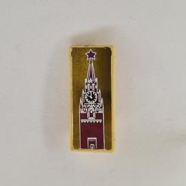 Значок СССР. Москва, Спасская башня Кремля, архитектура столицы. Винтажный значек.
