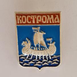 Значок СССР. Кострома, герб города ладья на воде, туризм и геральдика. Винтажный значек.