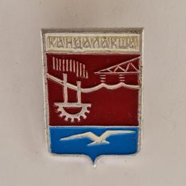 Значок СССР. Кандалакша, Мурманская область, порт и чайка, северный город. Винтажный значек.