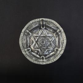 Пепельница винтажная, СССР. Прессованное стекло с граненым узором, круглая форма