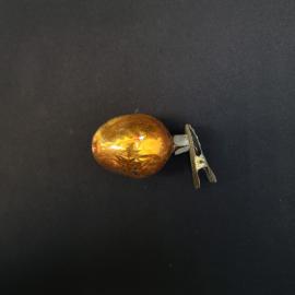 Елочная игрушка винтажная, СССР. Стекло, на прищепке, фигурка золотистого яблока