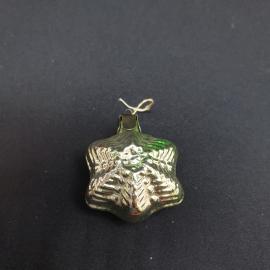 Елочная игрушка винтажная, СССР. Стекло, подвеска в форме звезды с рельефным узором