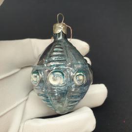 Елочная игрушка винтажная, СССР. Стеклянная подвеска с рельефным узором, шишка