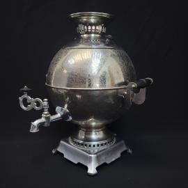 Самовар винтажный, СССР. Электрический, металлический, с гравированным узором, 5 л