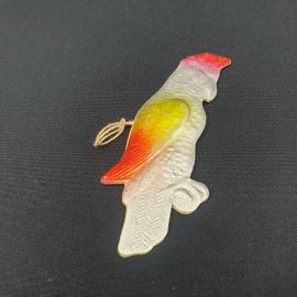 Елочная игрушка винтажная, СССР. Фигурка попугая, стекло с цветной росписью