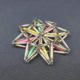 Елочная игрушка винтажная, СССР. Подвеска звезда из стекляруса и стекла, объемная форма