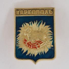 Значок СССР. Каргополь, герб города Архангельская область, баран на синем щите. Винтажный значек.