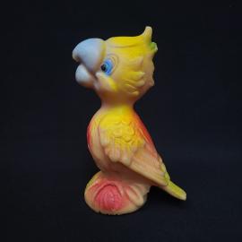 Игрушка резиновая винтажная, СССР. Фигурка попугая, раскрашенная резина, детская пищалка