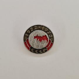 Значок СССР. 1922 1972, карта страны на глобусе, юбилей Союза. Винтажный значек.