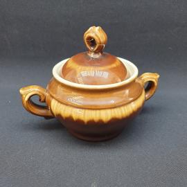 Супница винтажная, СССР. Керамика, с крышкой, коричневая глазурь, ЗиК Конаково