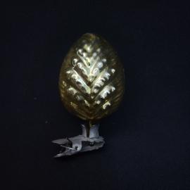 Игрушка елочная винтажная, СССР. Стекло, шишка на прищепке золотистого цвета