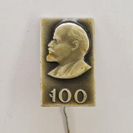 Значок СССР. Ленин, профиль и число 100. Винтажный значек.
