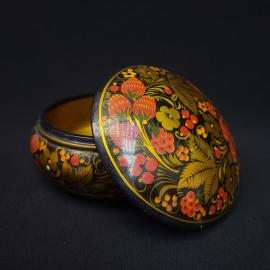 Шкатулка винтажная, СССР. Дерево, роспись хохлома с ягодным орнаментом ручной работы