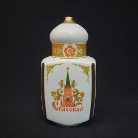 Штоф винтажный, СССР. Фарфор с крышкой, сувенирный декор Москва, Троицкая башня Кремля