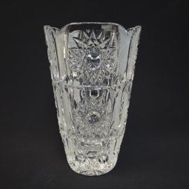 Ваза винтажная, СССР. Прессованное стекло, прозрачная декоративная модель с рельефным узором
