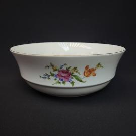 Тарелка винтажная, СССР. Фарфор Ilmenau, цветочный декор, диаметр 24 см