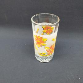Стакан винтажный, СССР. Стекло с матовым декором и цветочным рисунком, для воды или сока