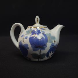 Чайник винтажный, СССР. Фарфоровый заварочный чайник с цветочным рисунком и позолотой