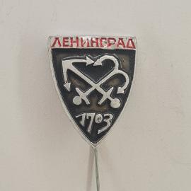 Значок СССР. Ленинград, герб города, 1703, городская тематика. Винтажный значек.